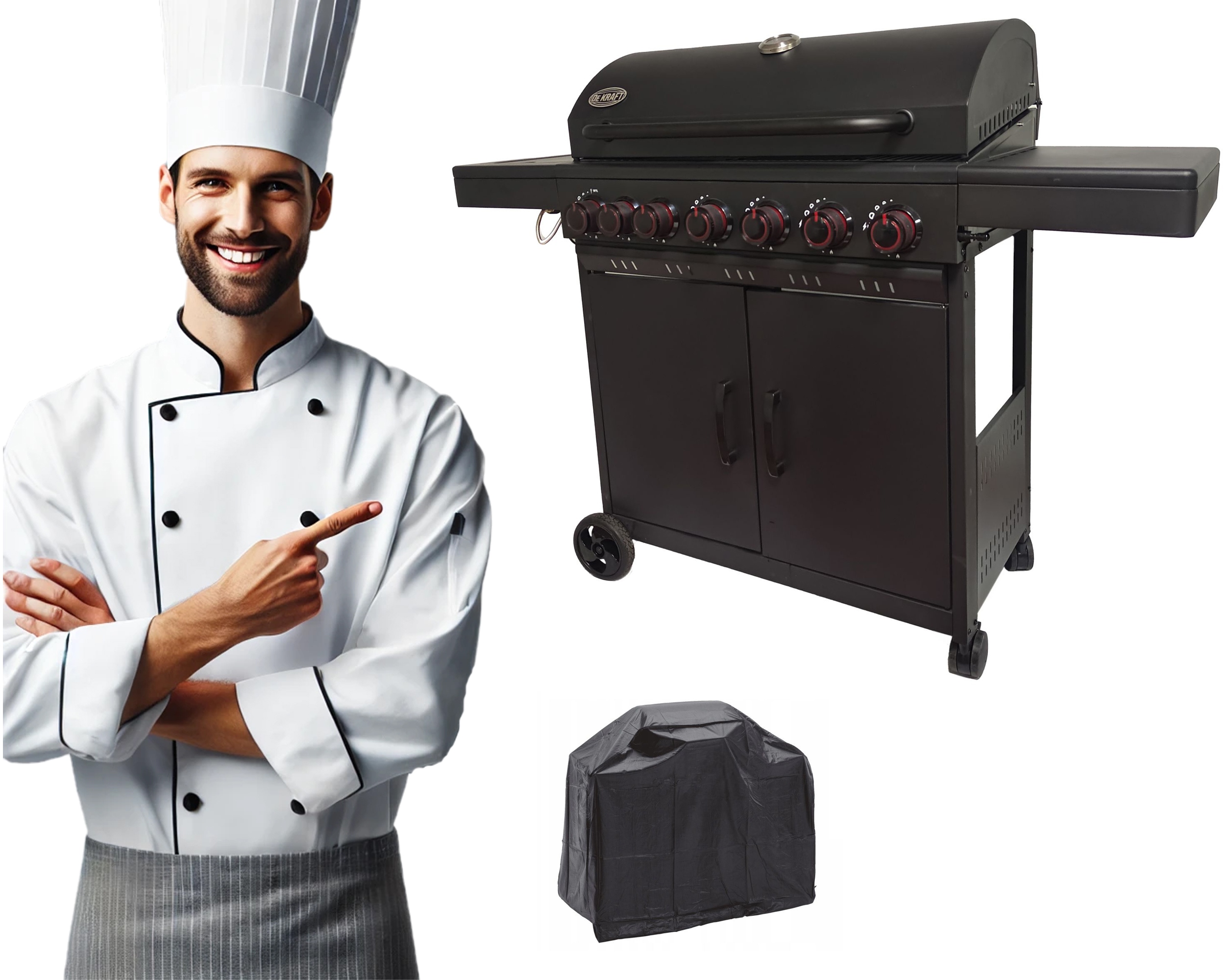 GRILL GAZOWY DEKRAFT ( NEVADA XXL 6+1 ) 15,1 kW ruszt żeliwny + pokrowiec