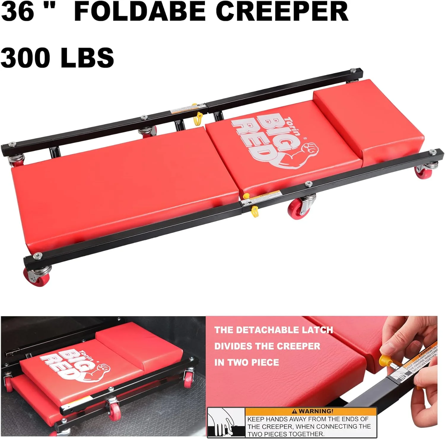 BIG RED 2-ton hydraulische krik, met 2 bokken en werkbank op wielen, rood, model W8200