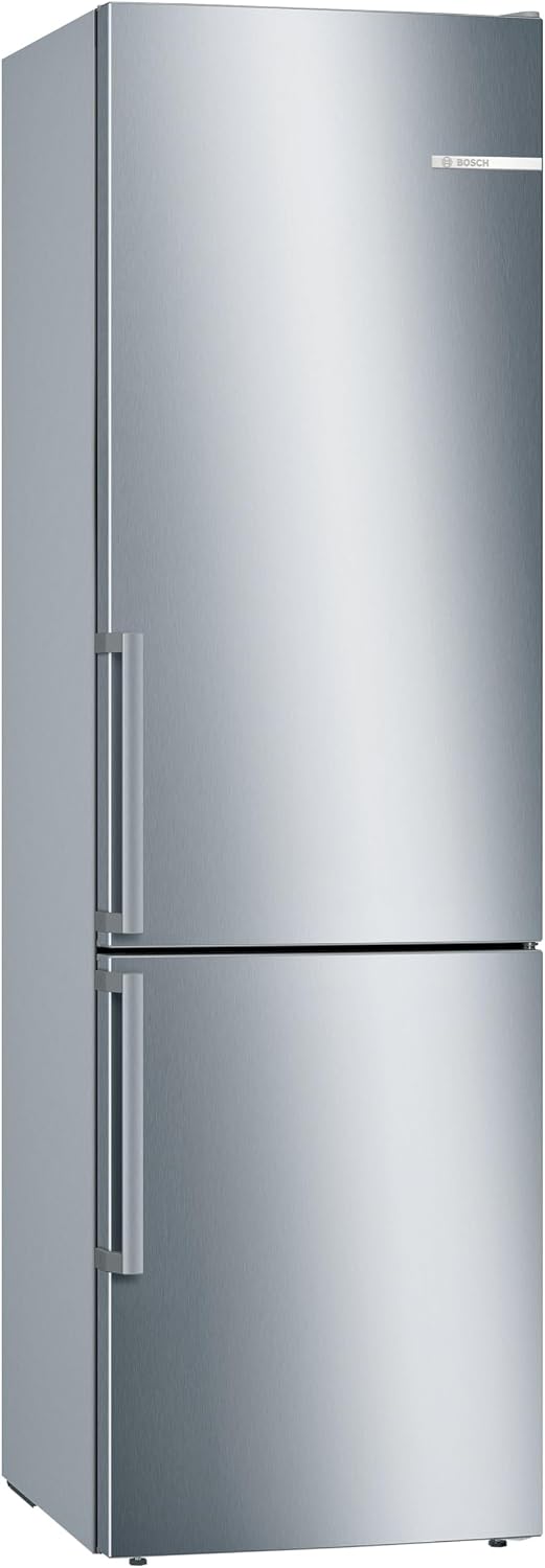 Bosch KGE398IBP Série 6 - Réfrigérateur combiné, pose-libre, éclairage LED | 201 x 60 cm, Inox anti-traces, technologie LowFrost, Clayette coulissante Easy Access, alarme de porte ouverte