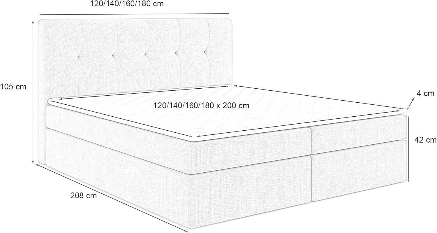 Boxspringbett mit Bettkasten PATRYCJA 120 x 200 cm geflechtes Stoff Polsterbett mit Bonell-Matratze und Topper Doppelbett mit Stauraum Bett für Schlafzimmer Gepolstertes Kopfteil H3 dunkelgrau