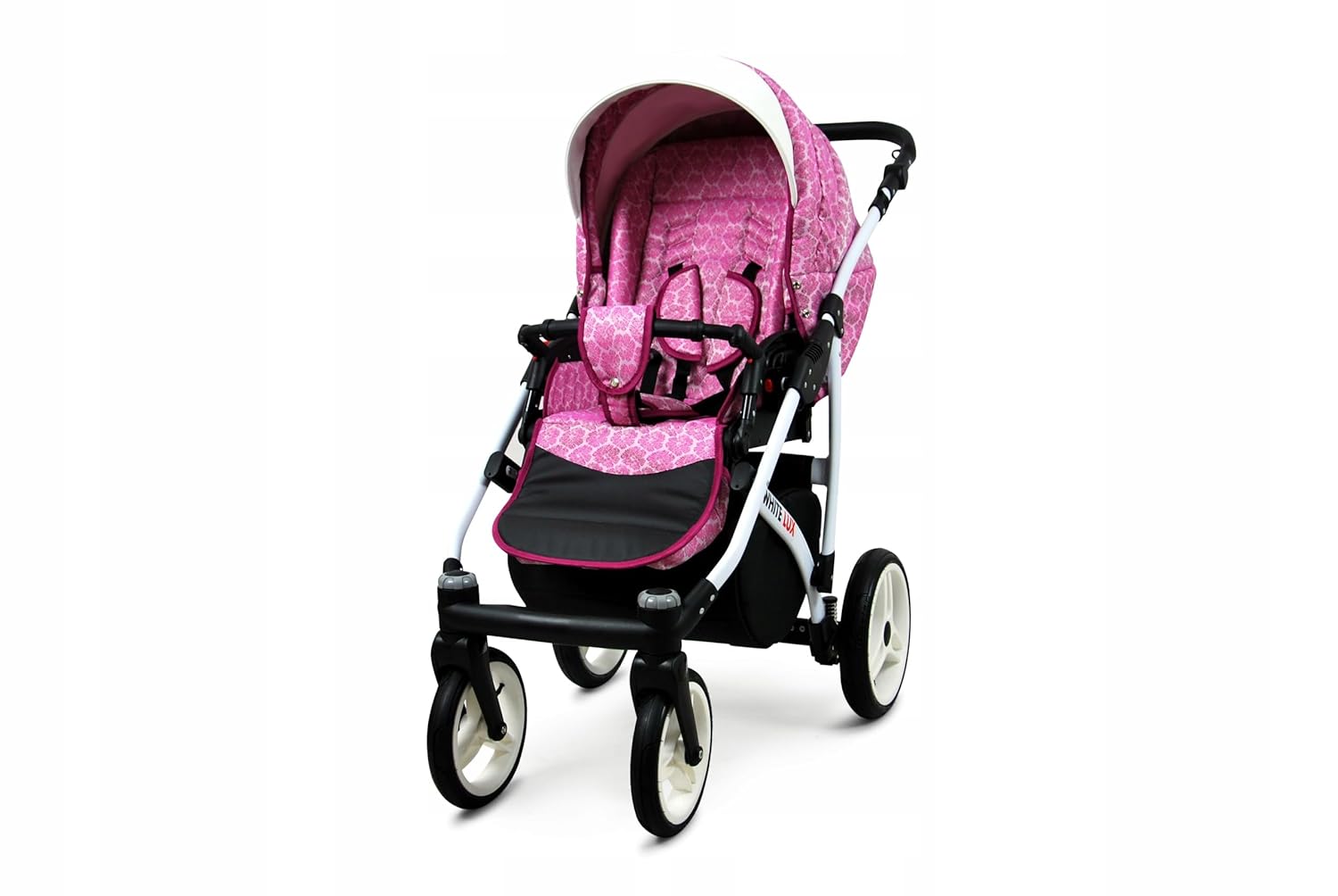 BabyLux® Bambimo Kinderwagen Set 3 in 1 - White Lux - incl. Babywanne, Buggy Sportsitz, Auto-Babyschale - Autositz - Kinderwagenset - Kombikinderwagen mit Wickeltasche, Regenschutz usw.