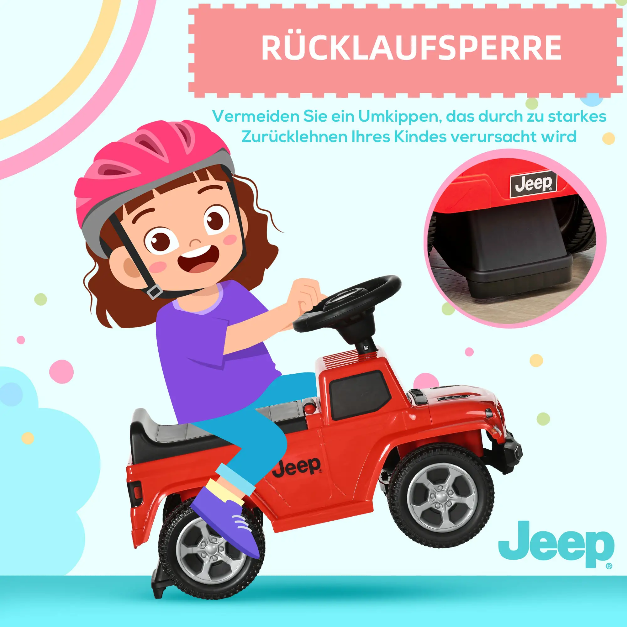 AIYAPLAY Loopauto Kinderrijtuig met Opbergruimte & Kantelbeveiliging Rood