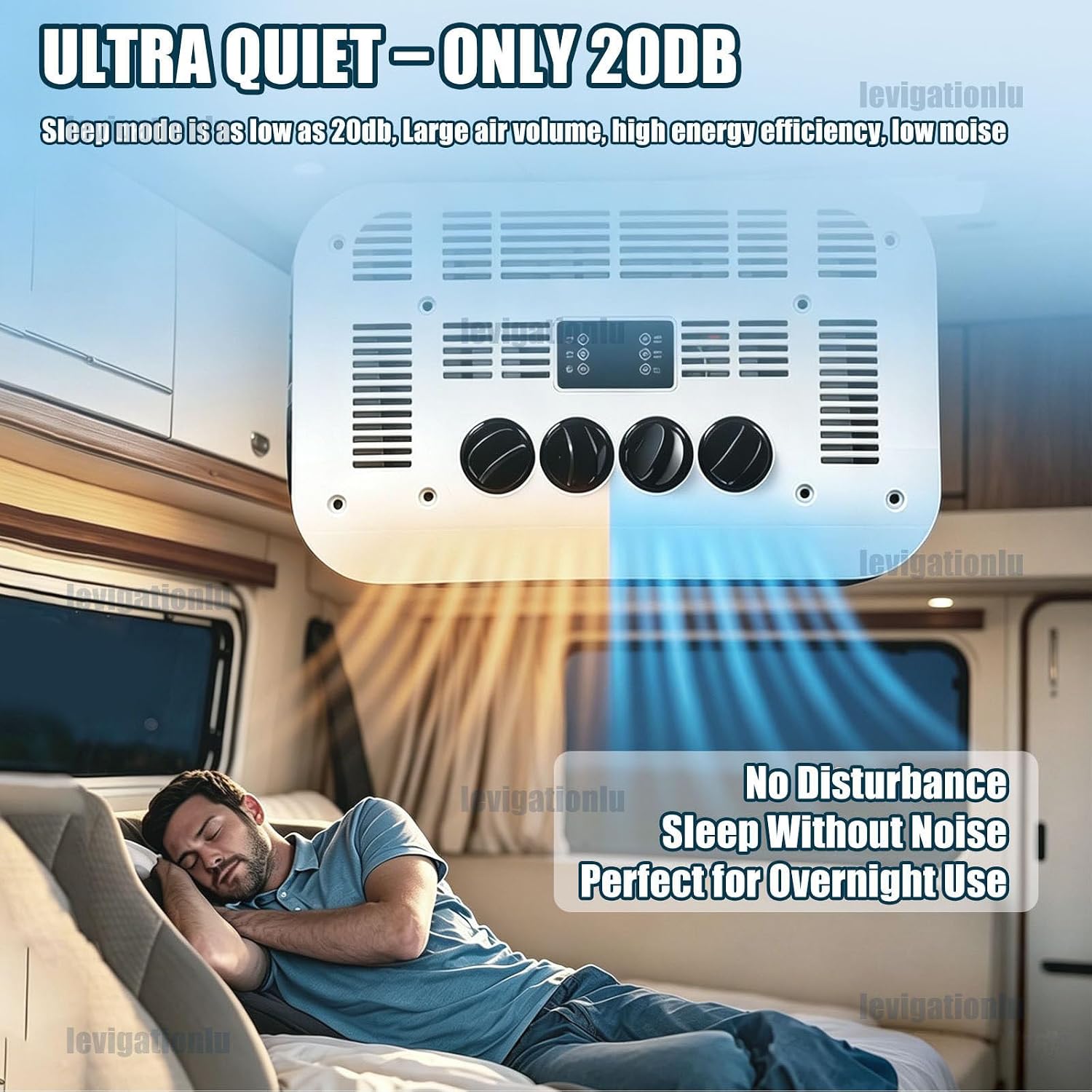 Wohnmobil Dachklimaanlage 12V/24V mit Fernbedienung, 2200W Klimaanlage für Camper Van, Kühlen & Heizen, Ultra Leise 20dB, Energiesparend, 360° Luftverteilung, unverzichtbar für Vanlife 12v
