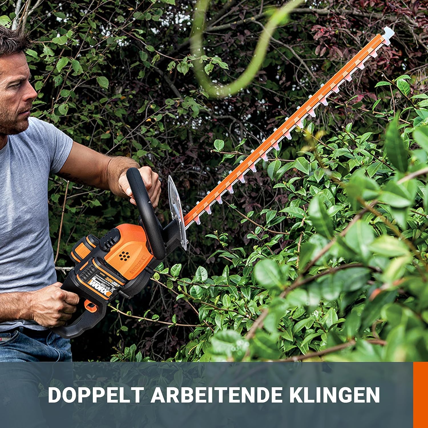 WORX WG286E.9 Nitro Profi Akku Heckenschere 40V – präziser Schnitt auch bei schwierigen Winkeln – leistungsstarker bürstenloser Motor – 58cm Schnittlänge – 27mm Zahnabstand – ohne Akku & Ladegerät