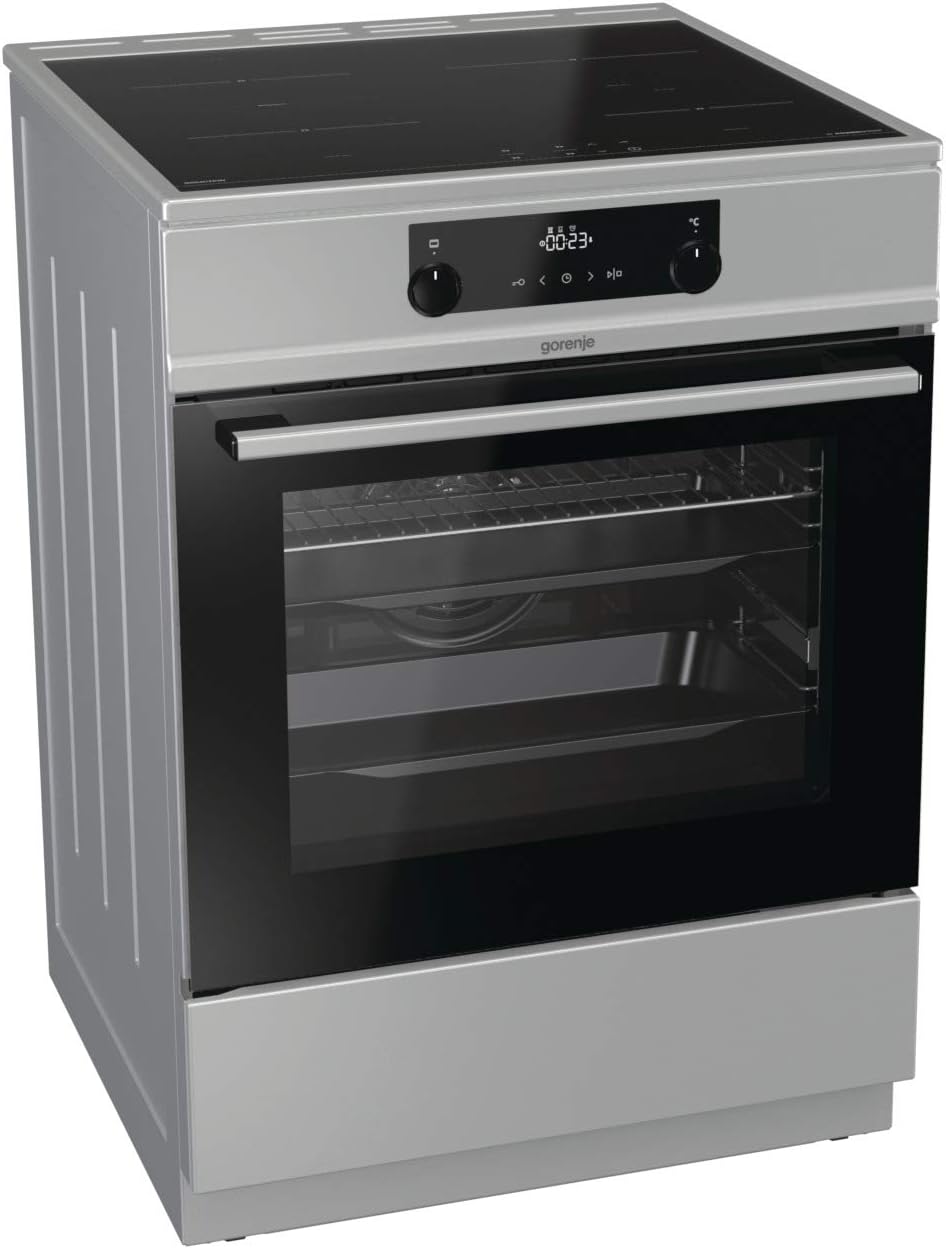 Gorenje GEIT5C61SPG Standherd mit Induktionskochfeld, 50 cm, 70 Liter,Silber, PerfectGrill, AirFry, FrozenBake, Pizza Mode 300°C, AquaClean, Made in Europe, inox