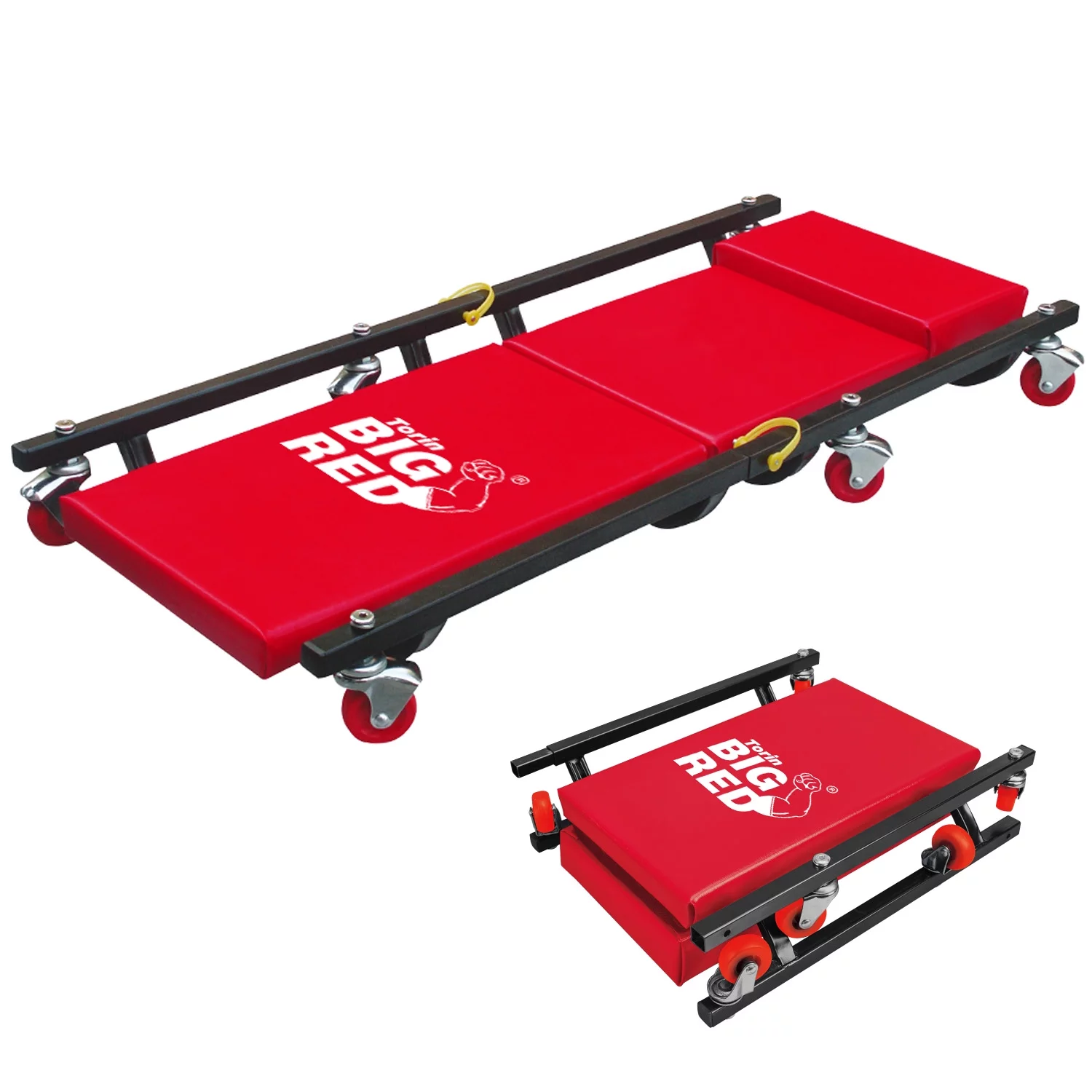 BIG RED 2-ton hydraulische krik, met 2 bokken en werkbank op wielen, rood, model W8200