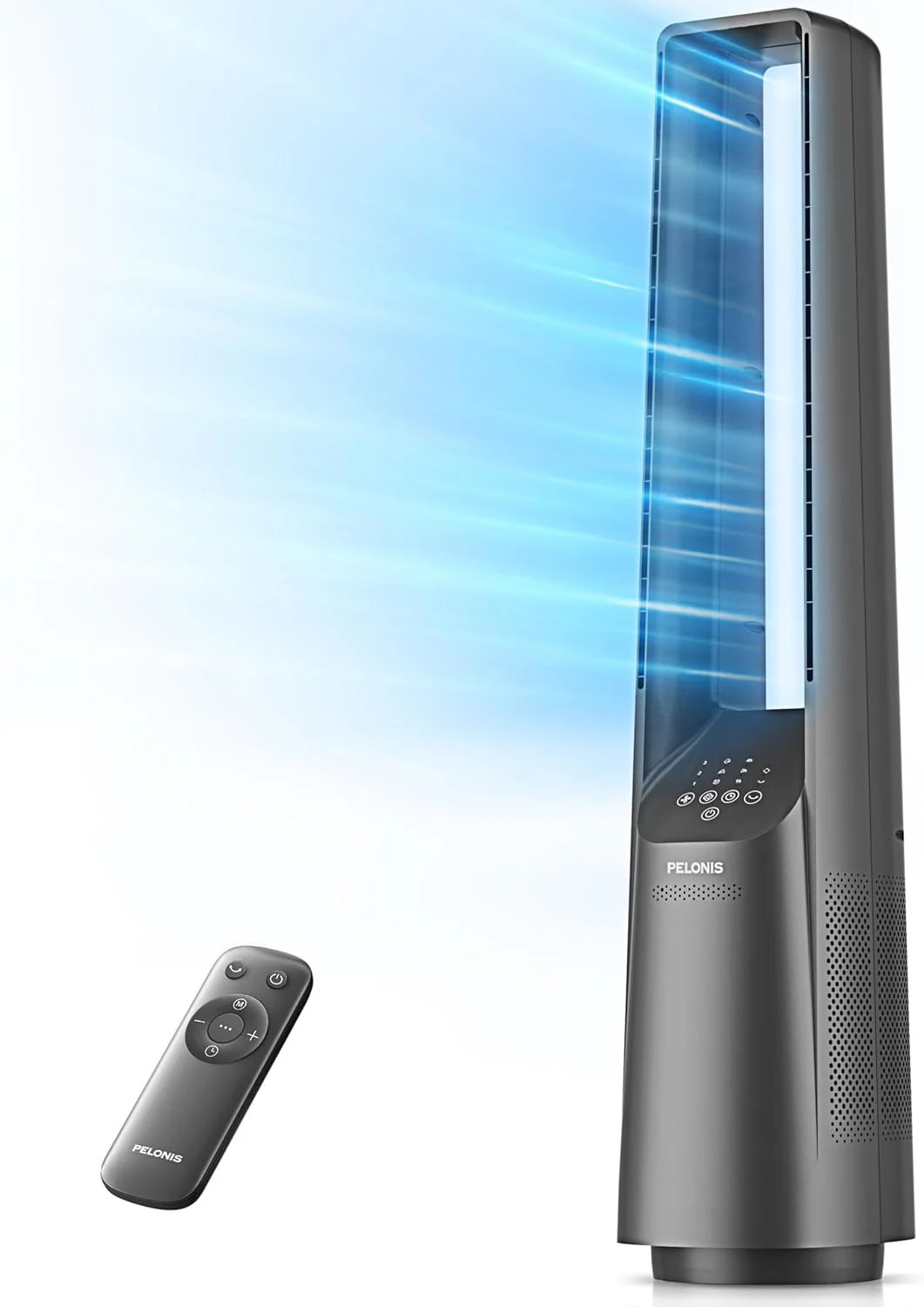 PELONIS 40 Smart Bladeless Fan for Bedrrom - Tower Fan. Alexa/Google/WiFi. DC Motor. 6 Speeds. 4 Modes. Remote. 7H Timer. 90掳 Oscillation. Safe for Home and Office