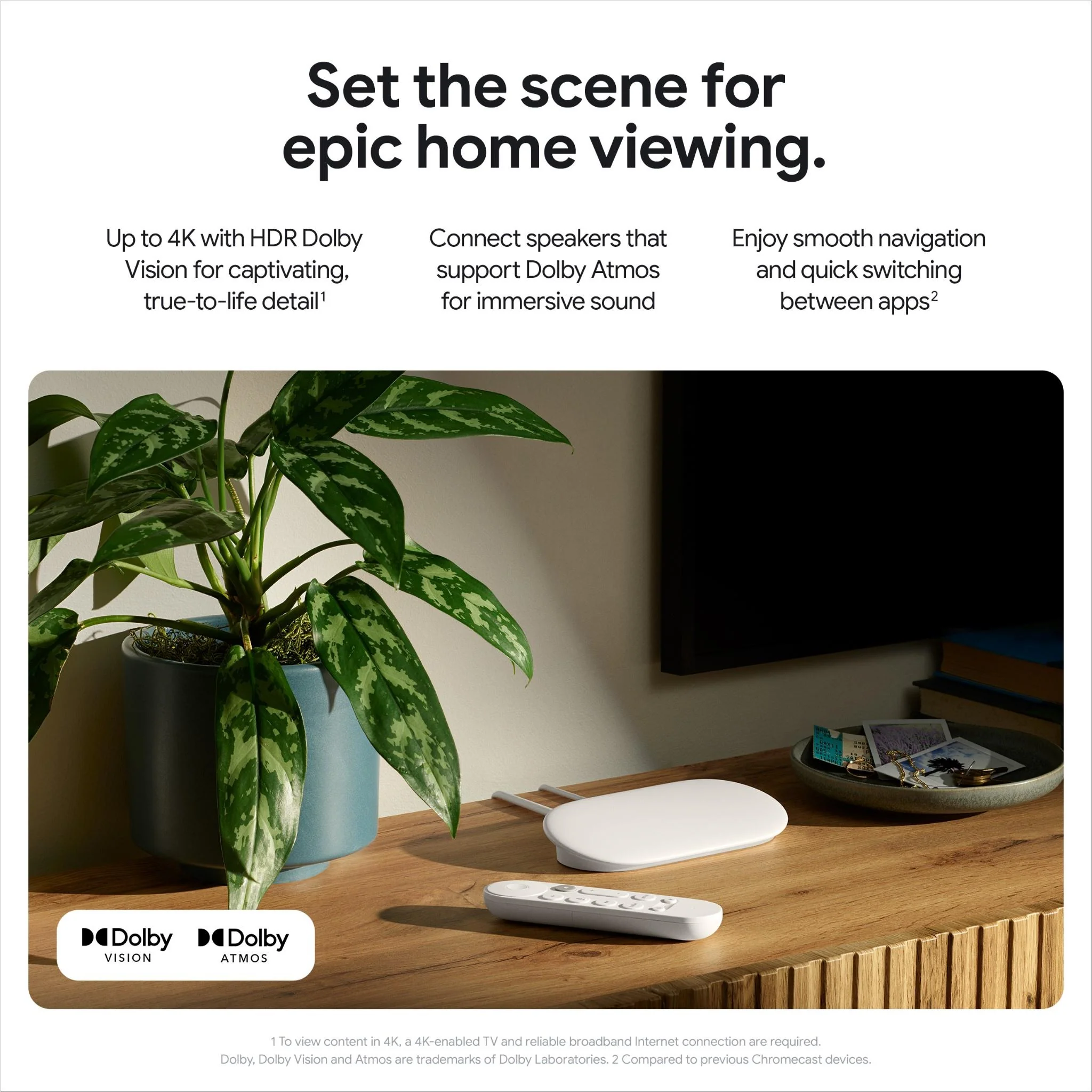 Google TV Streamer 4K - Snel, Slim & Gepersonaliseerd Entertainment met 32GB Opslag, Voice Remote en Dolby Vision