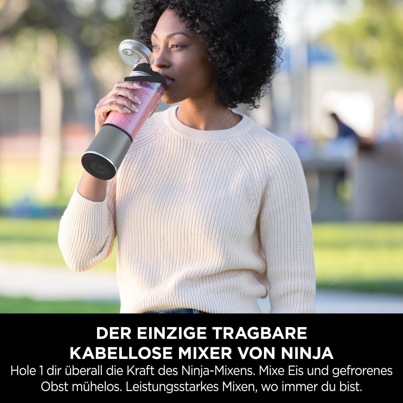 Ninja Blast Tragbarer Mixer / Blender / Smoothie Maker, 530ml Becher, Auslaufsicherer Deckel, Leistungsstarker Mini Standmixer, Kabellos & Wiederaufladbar, Zerkleinert Eis & Obst, Schwarz, BC151EUBK