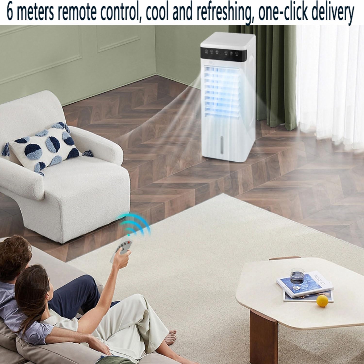 Klimaanlage mobil Luftkühler Mobiles Klimageräte 5L Ventilator mit 3Windgeschwindigkeiten Wassertank 12H Timer Abnehmbare Wassertank Leise Luftkühler Air Conditioner für Schlafzimmer Büro
