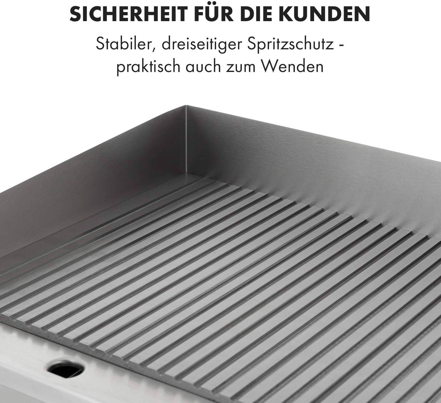 Klarstein Elektrogrill, Grillplatte, Elektrische Grillplatte, Tischgrill, Elektrogrill aus Edelstahl, Spritzschutz & Auffangbehälter, Glatte XL Grillfläche: 54,5x35 cm, Stufenlos 50-300 °C, 3000 Watt
