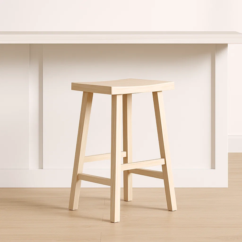 Barstol, trfarvet, tr, egnet til spisestue, 37x46x61cm
