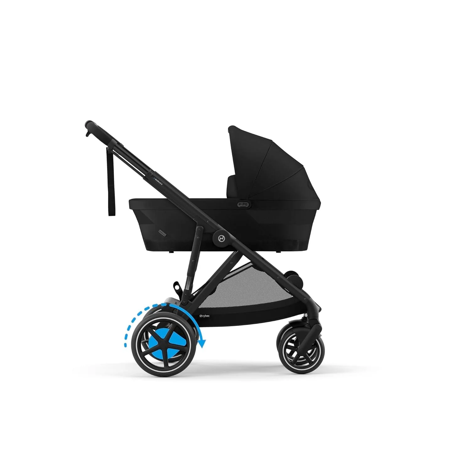 CYBEX Gold Kinderwagen e-GAZELLE S, Ab Geburt bis ca. 4 Jahre, Max. 22 kg (Single-Modus) / 2x 22 kg (Duo-Modus), All-in-1-System mit E-Antrieb und 20+ Konfigurationen, Moon Black