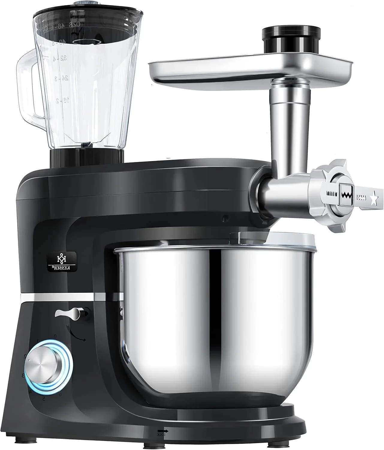 KESSER? 3 in 1 Universal K��chenmaschine K-KM 3000 mit Fleischwolf Knetmaschine Multifunktionale R��hrmaschine 5,5L Sch��ssel mit 3 R��hrwerkzeuge, 1,5L Entsafter, Zubeh?r-Set, Pasta & Geb?ckformen