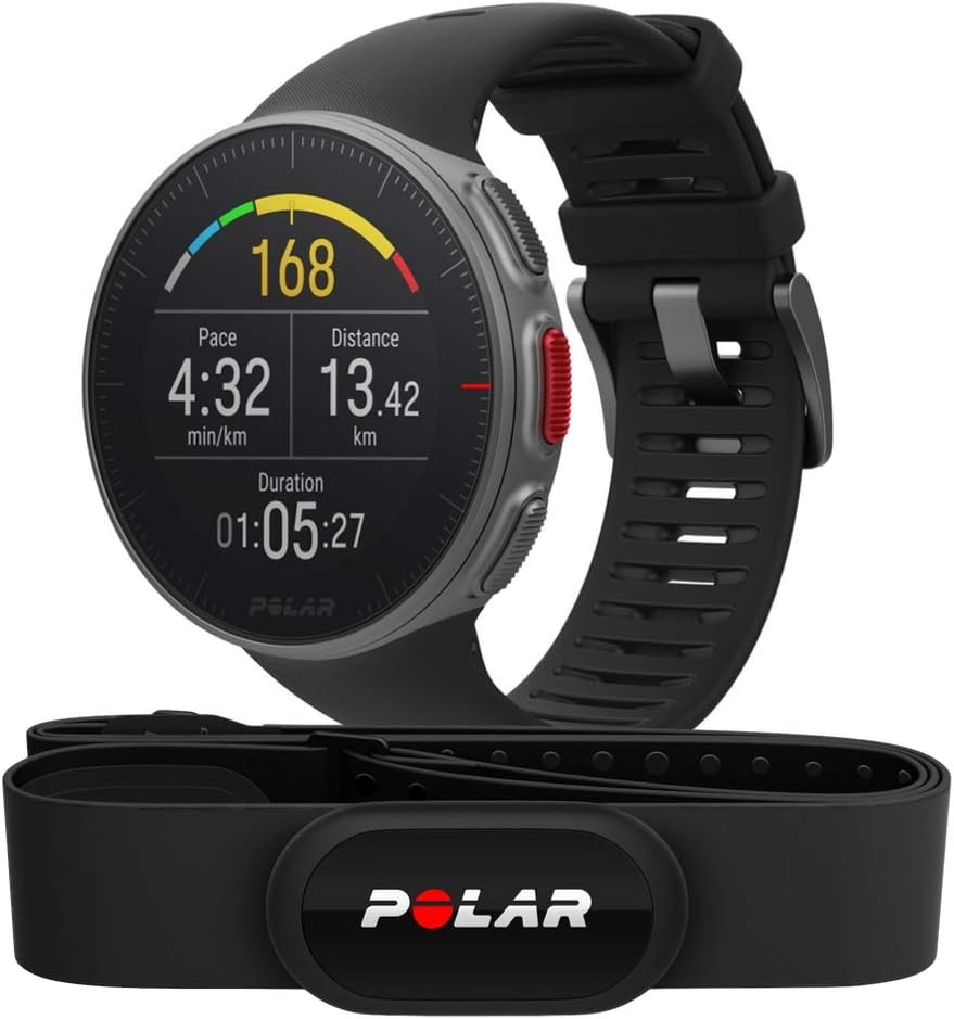 Polar Vantage V – Premium-Multisportuhr mit GPS Pulsuhr H10, optischer Pulsmessung und extrem Langer Akkulaufzeit – Multisport und Triathlontraining – Herzfrequenz-Messgerät, Wasserdicht