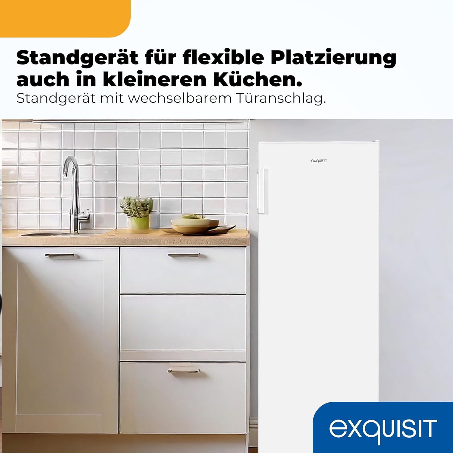 Exquisit Gefrierschrank | 168 l Nutzinhalt, Energieeffizienzklasse D, 40 dB(A) | hohe Bauform, 4-Sterne-Gefrieren, manuelle Temperaturregelung, wechselbarer Türanschlag | GS5230-H-040D weiss