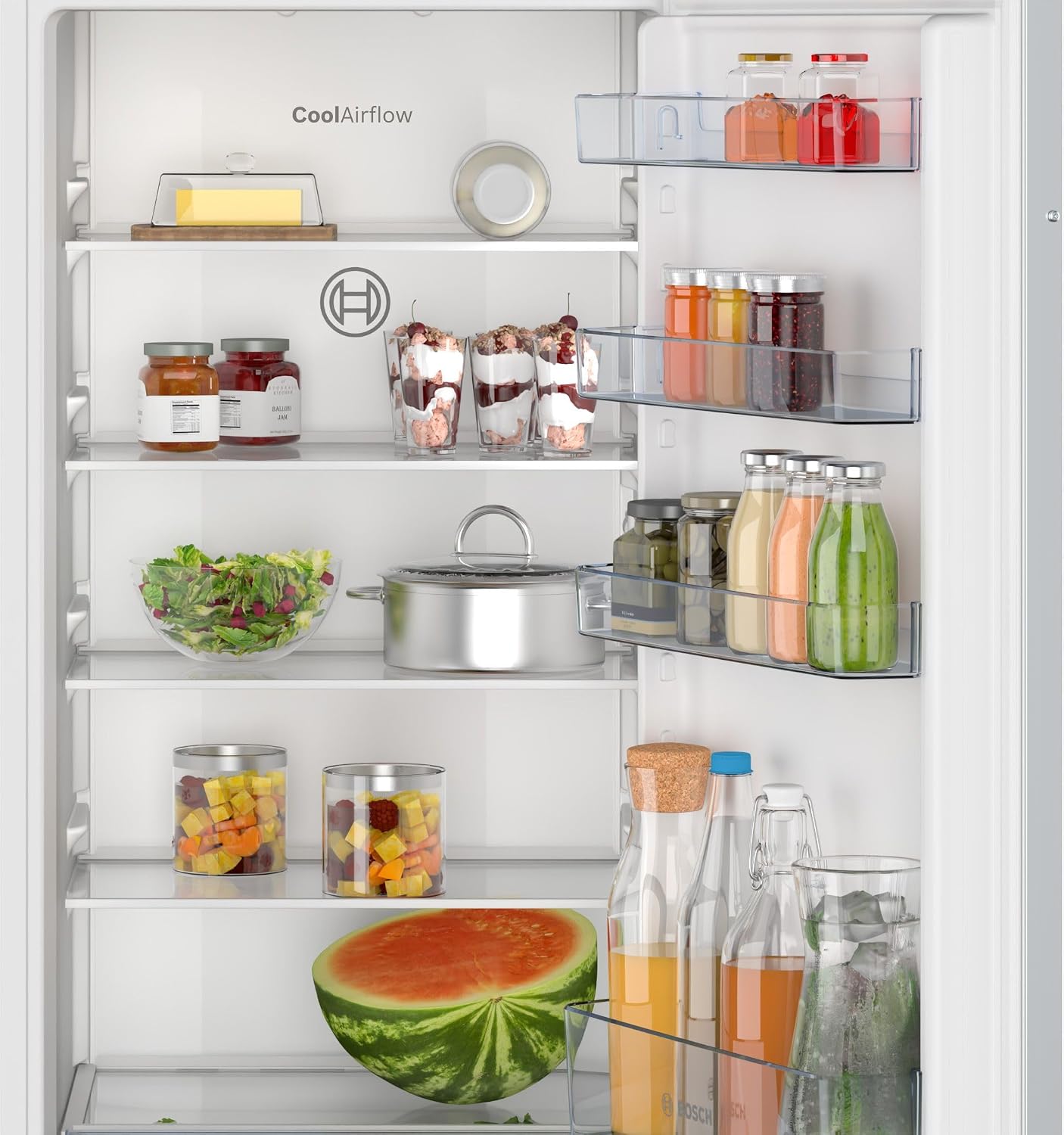 Bosch KIR41NSE0 Série 2 - Réfrigérateur, encastrable, CoolAirflow | 122,1 x 54,1 cm, 204 L, Home Connect, éclairage LED, Fonction Super réfrigération, Noise Class B (30-35 dB)