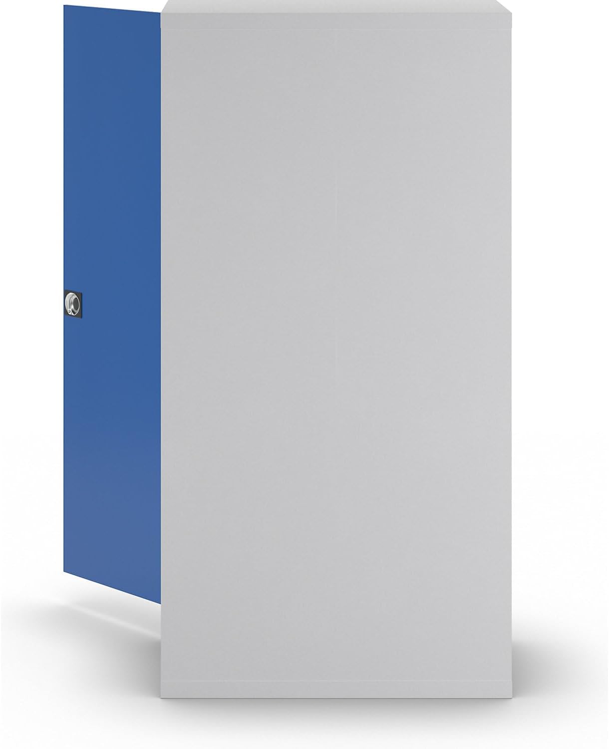 eurokraft | Stahlschrank Nilas | mit 4 Fachböden | HxBxT 1950 x 1000 x 500 mm | lichtgrau/enzianblau