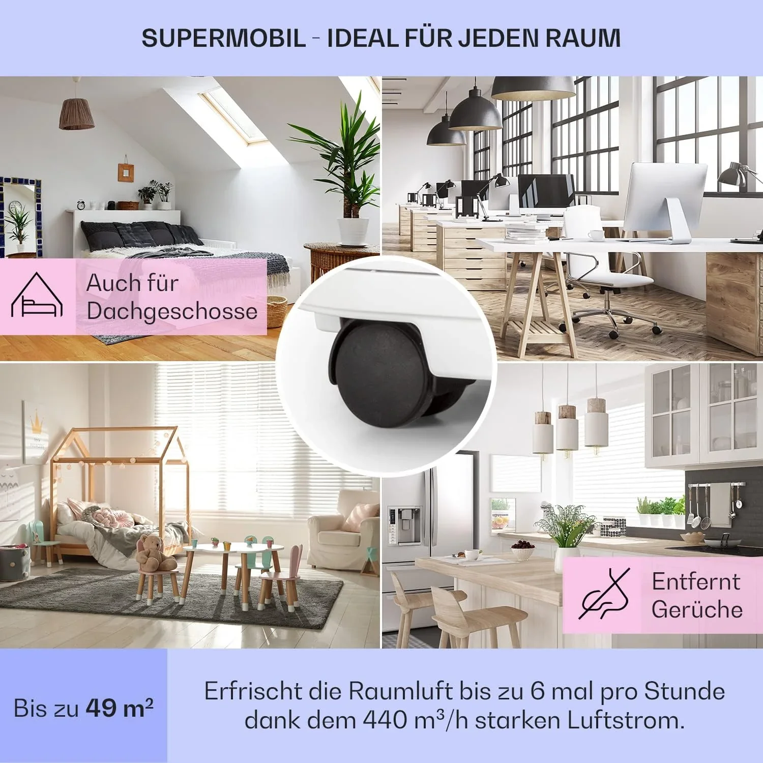 Klarstein Mobile Klimaanlage mit Abluftschlauch, 5-in-1 Klimager?t, Ventilator, Luftentfeuchter, Luftreiniger & Nachtmodus, App-Steuerung, Kleine & Portable, f��r Wohnung & B��ro, 12000 BTU