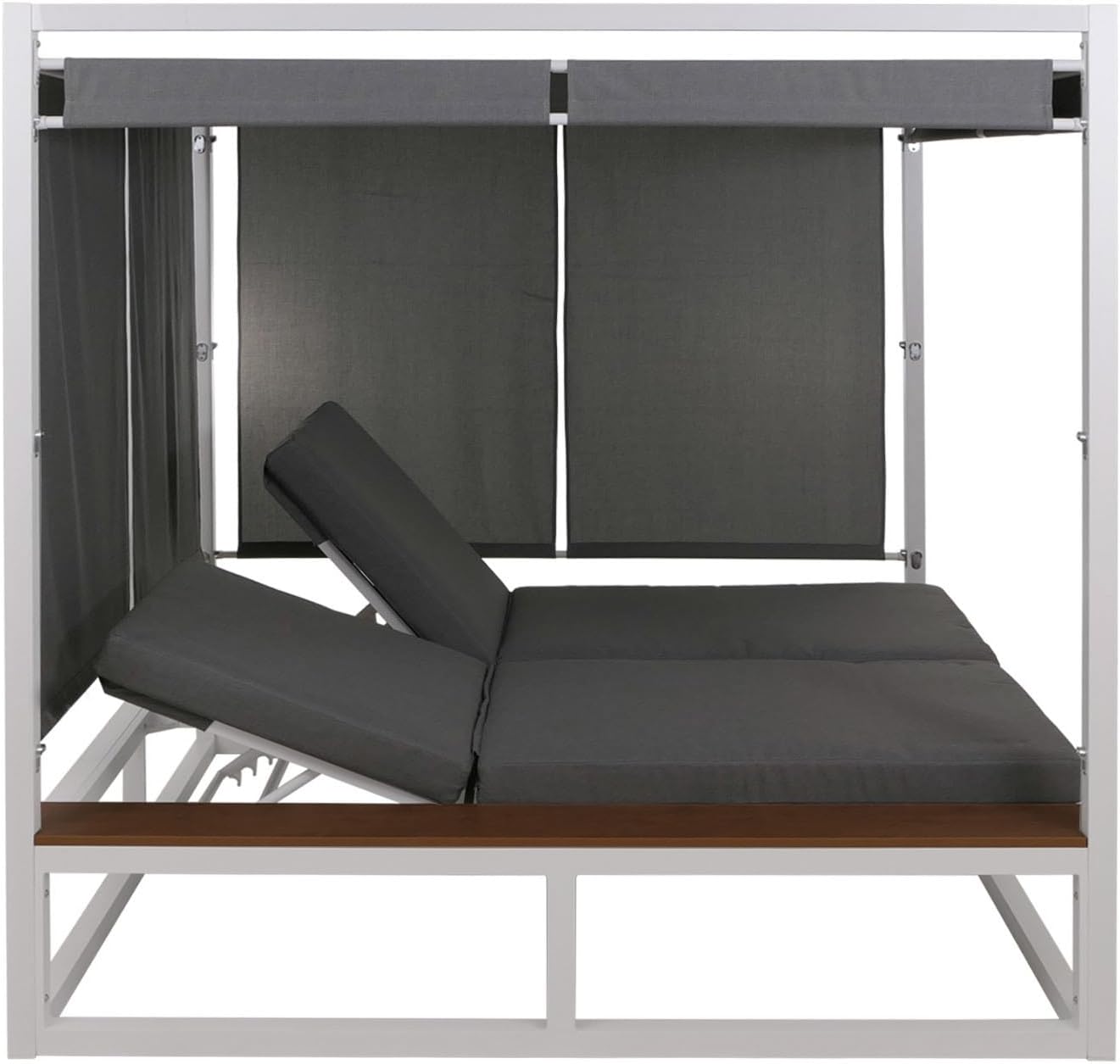 Mendler Aluminium Lounge-Gartenliege HWC-M63b, XL Sonnenliege Daybed, 10cm-Polster 200cm - weiß Polster grau