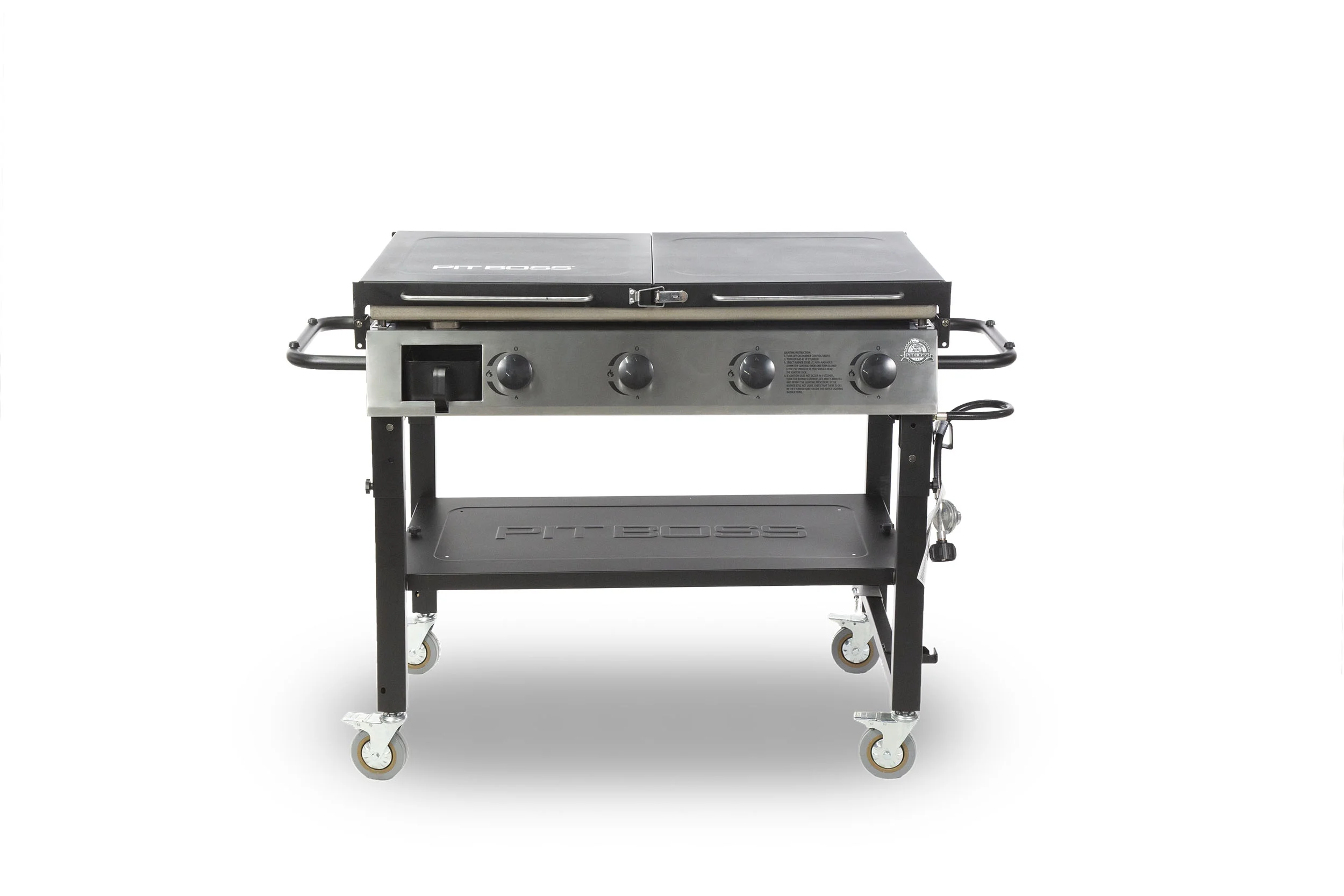 Pit Boss Deluxe 4-Burner Griddle w/ 2 Folding Side Shelves and Cover - PB757GD