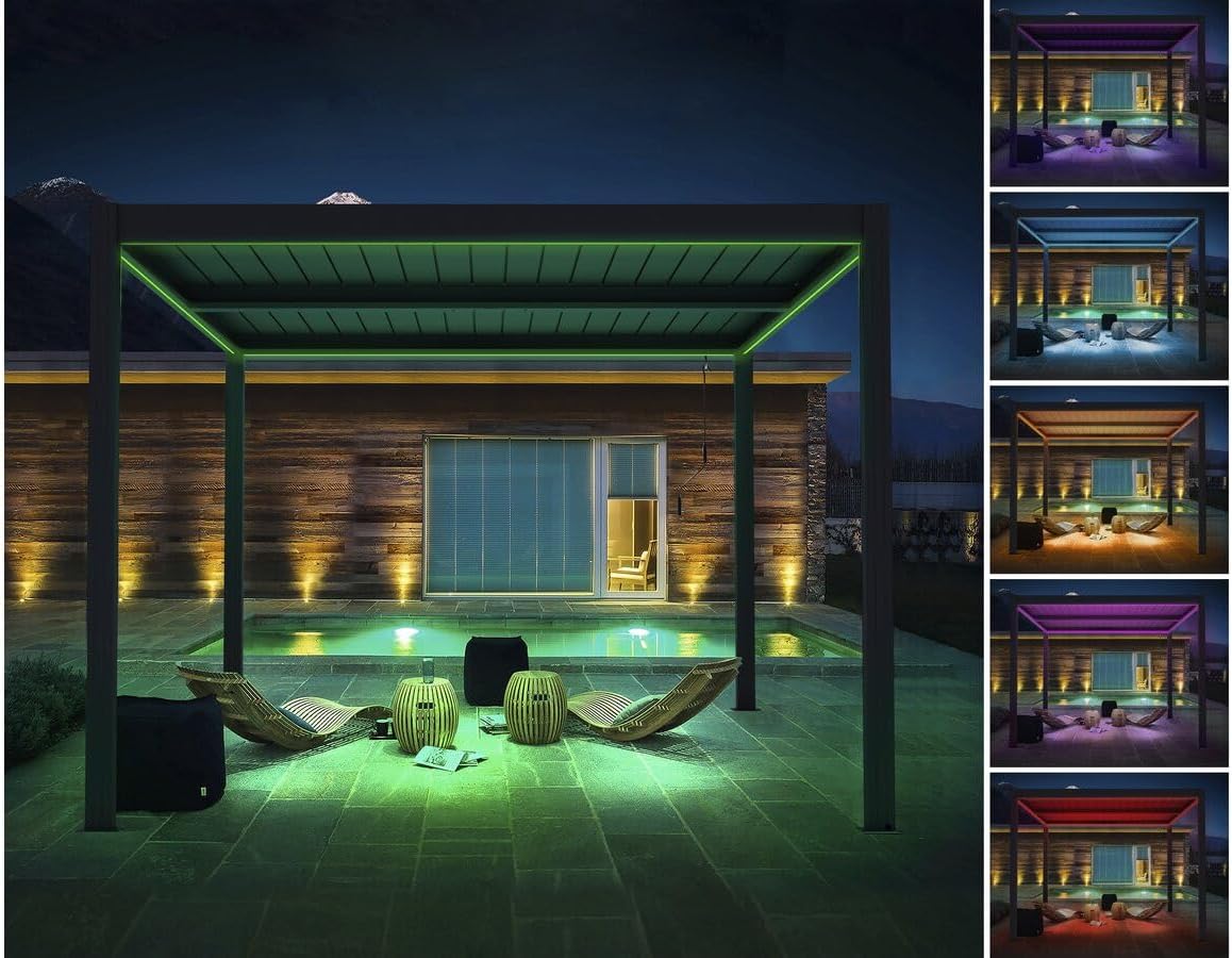 Habitat et Jardin Bioclimatic Pergola Windsor Aluminium with LED 3 x 4 - Grey