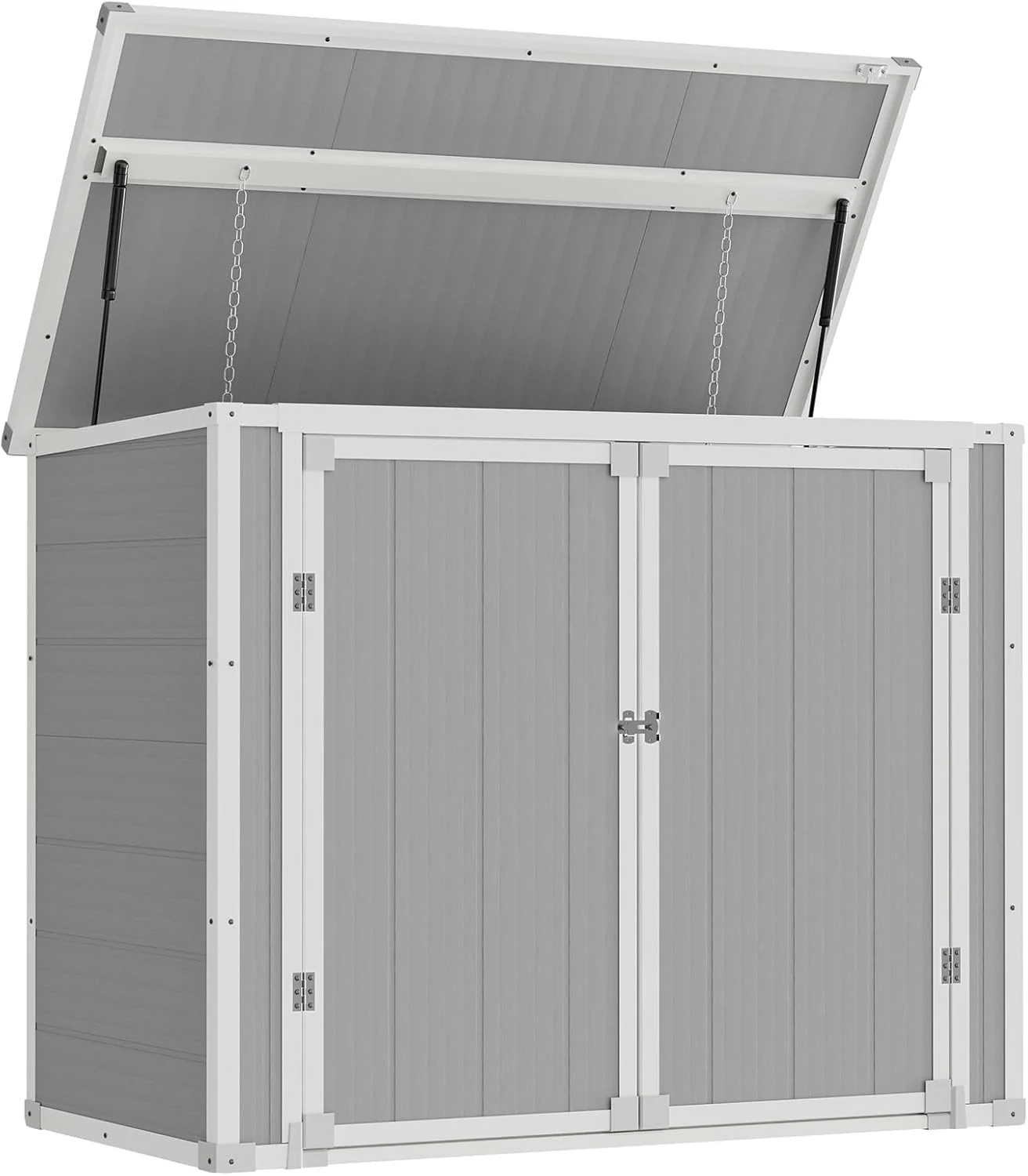 Amopatio 41 Cu Ft Horizontal Outdoor Storage Shed Resin Trash Can Storage Resin Shed