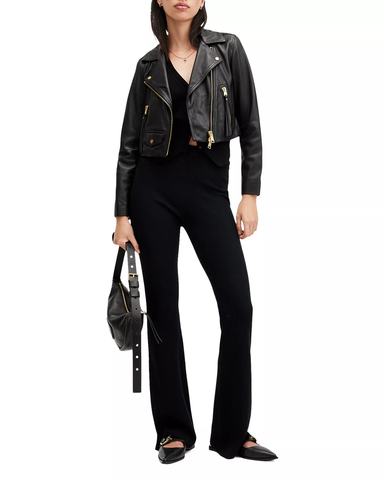 AllSaints Women’s Elora Leather Biker Jacket