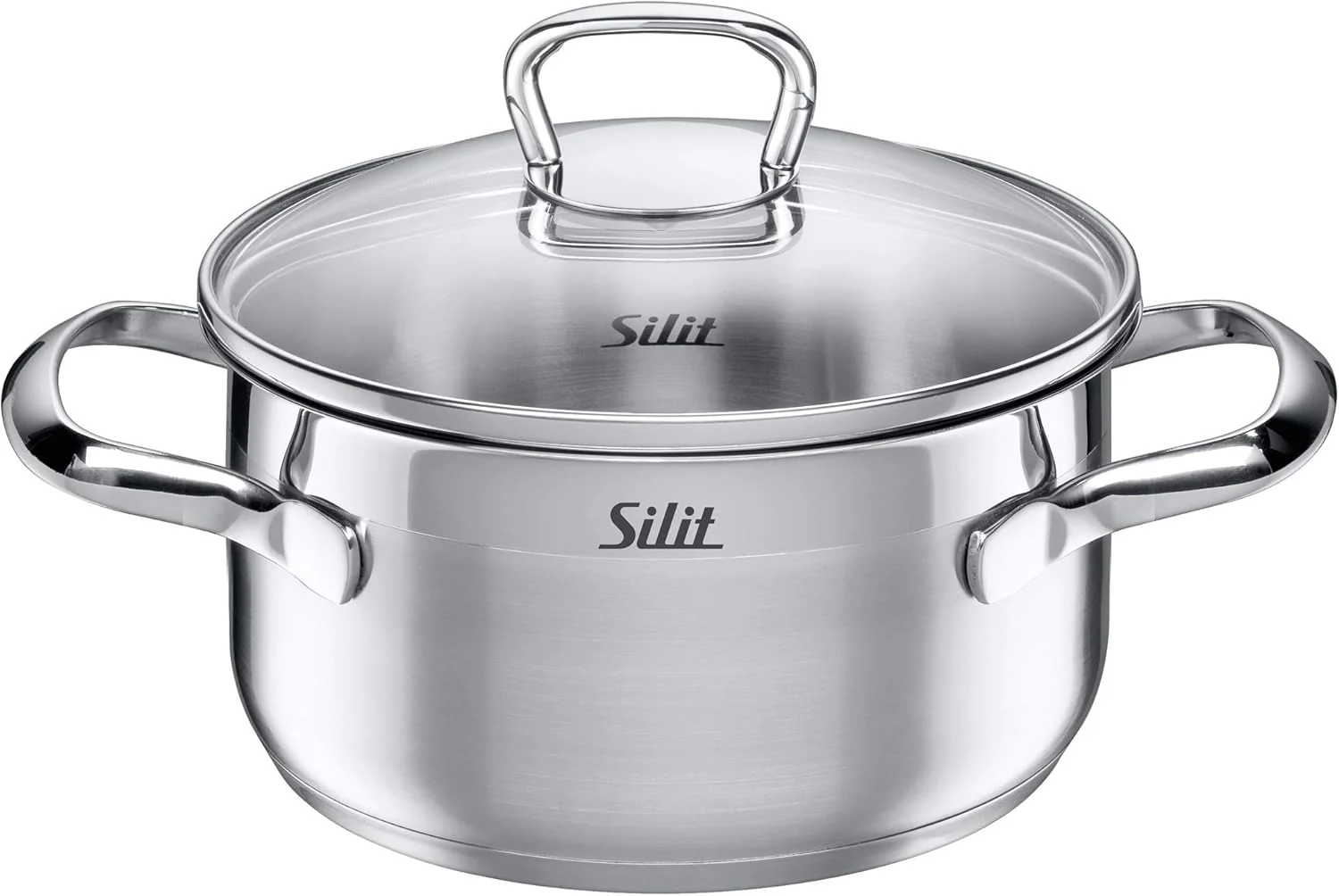 Silit Toskana pannenset inductiegeschikt 10-delig, kookpannenset met glazen deksel, inductiekookpannen, melkpan, stoompan, koekenpan, roestvrij staal deels mat, inductie pannen set ongecoat