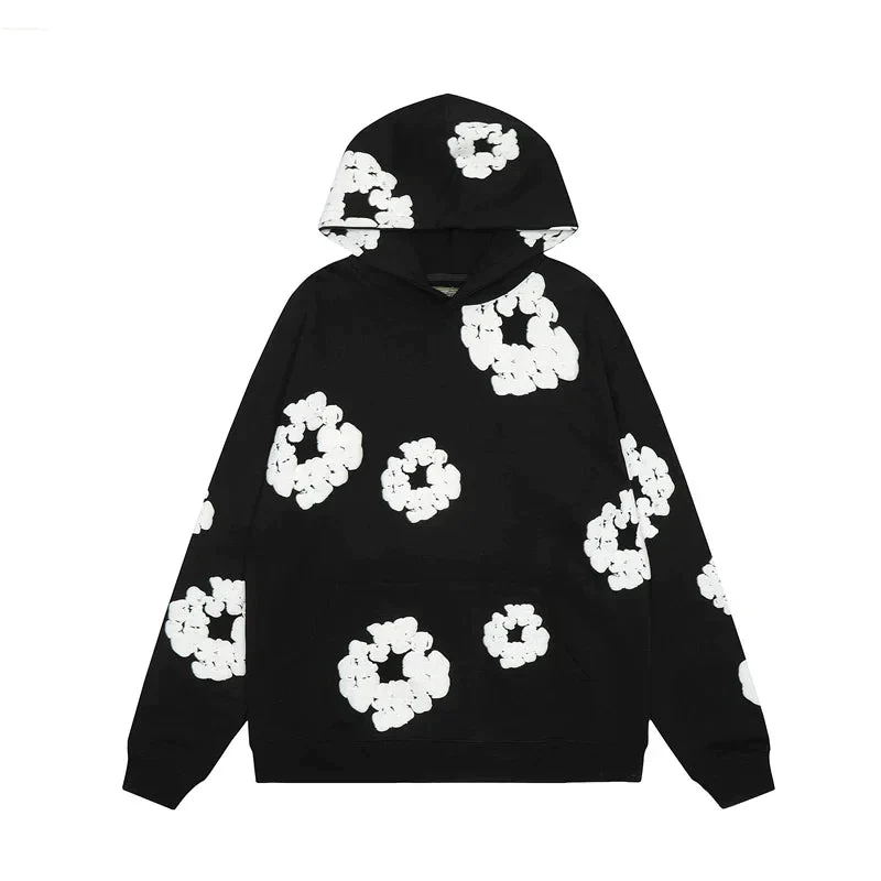 Viral Denim Unisex Floral Hoodie f��r den Winter