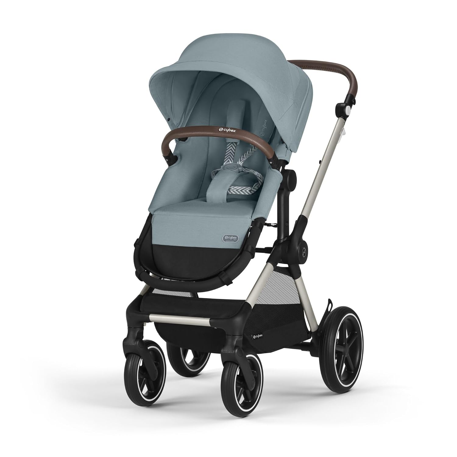 CYBEX Gold Kinderwagen EOS Lux 2-in-1 mit Babyschale Aton B2 i-Size und Babyschalen-Adapter, Reisesystem, Ab Geburt bis 22 kg (ca. 4 Jahre), Moon Black (Schwarz)