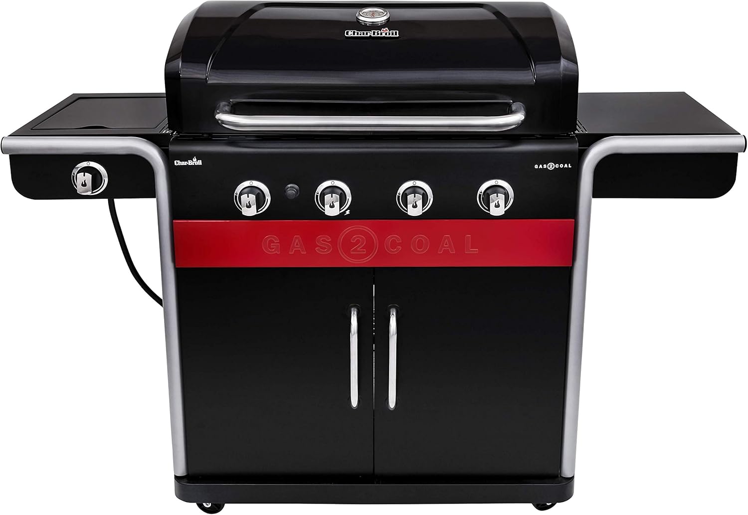 Grill hybrydowy Gas2Coal®: Trzypalnikowy grill gazowo-węglowy, wykończenie w kolorze czarnym.