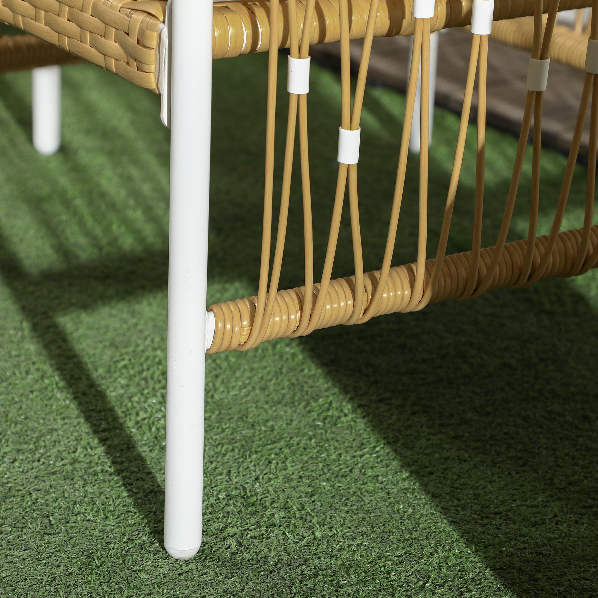 Outsunny 3-delige Bistroset Tuinmeubelset Loungeset, PE-rattan, 72 cm x 66 cm x 64 cm, Geel+Crème