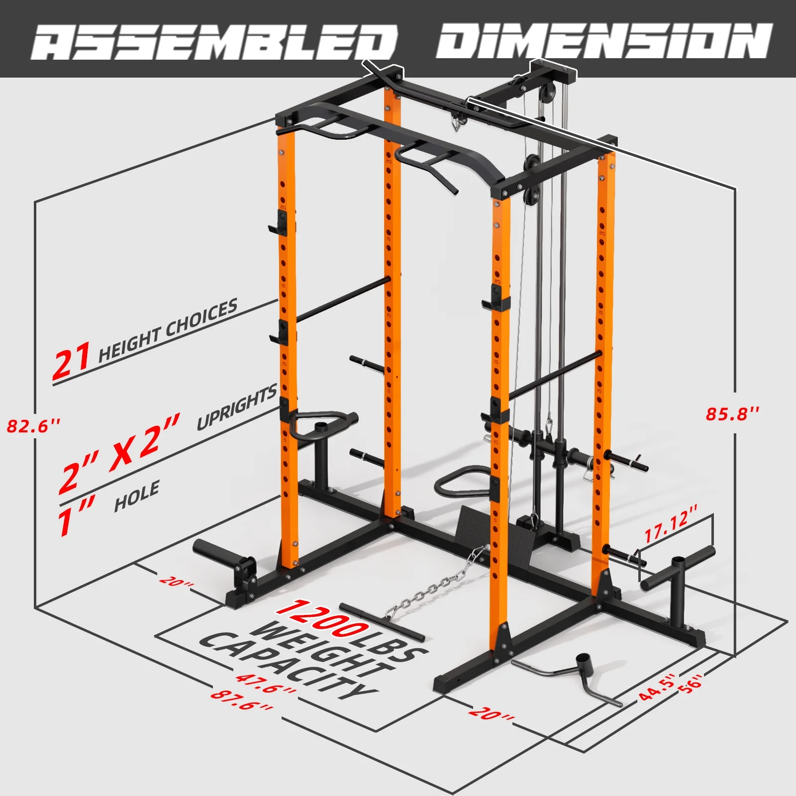 2025 Vanswe Power Cage met LAT Pulldown Accessoire (Lat Pulldown), Krachtstation voor Thuisgym met een Capaciteit van 1200 Lbs
