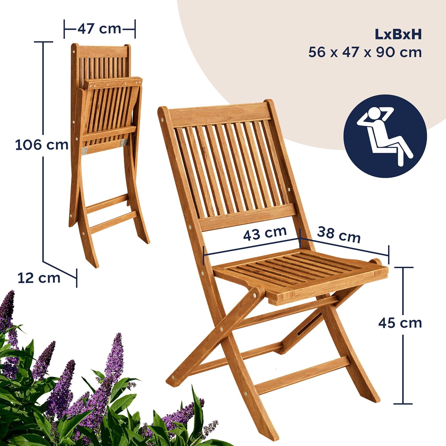 Casaria® Gartenmöbel Set Wetterfest Klappbar Akazie 5-TLG. FSC®-Zertifiziert Holz 160kg Belastbarkeit Garten Terrasse Balkonmöbel 120x70cm Möbelset 4 Personen