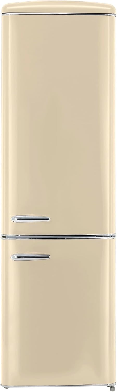 Exquisit Retro Kühlschrank RKGC250-70-H-160E Magnolienweiß - Kühl-Gefrierkombination 244 L, freistehend, LED-Licht, Glasablagen, Chromgriff