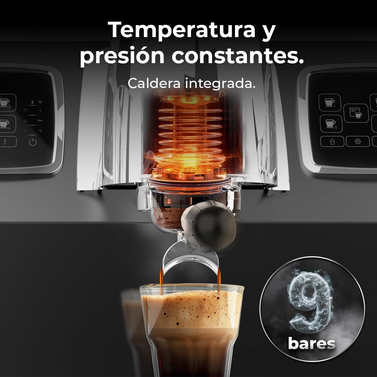 Cecotec Espresso-Kaffeemaschine Barista Baristeo Intima, professionelle Barista-Espressomaschine, Vorbrüh-System, 15 Bar Pumpe, einfaches Befüllen, 1,7L Wassertank und Tassenwärmer