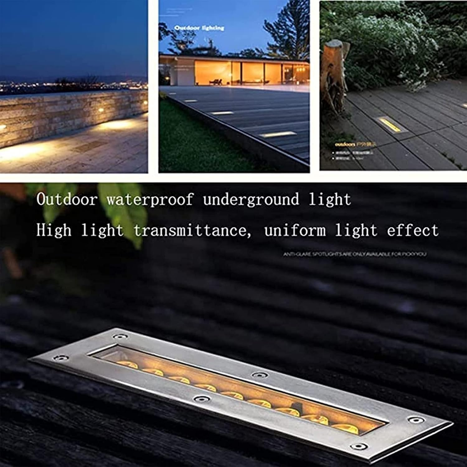 Led Bodeneinbaustrahler Rechteck aussen bodenleuchten IP67 wasserdicht Bodeneinbauleuchten für Außenbereich, Terrasse, Garten, Schwimmbadflur(Blau,36W)