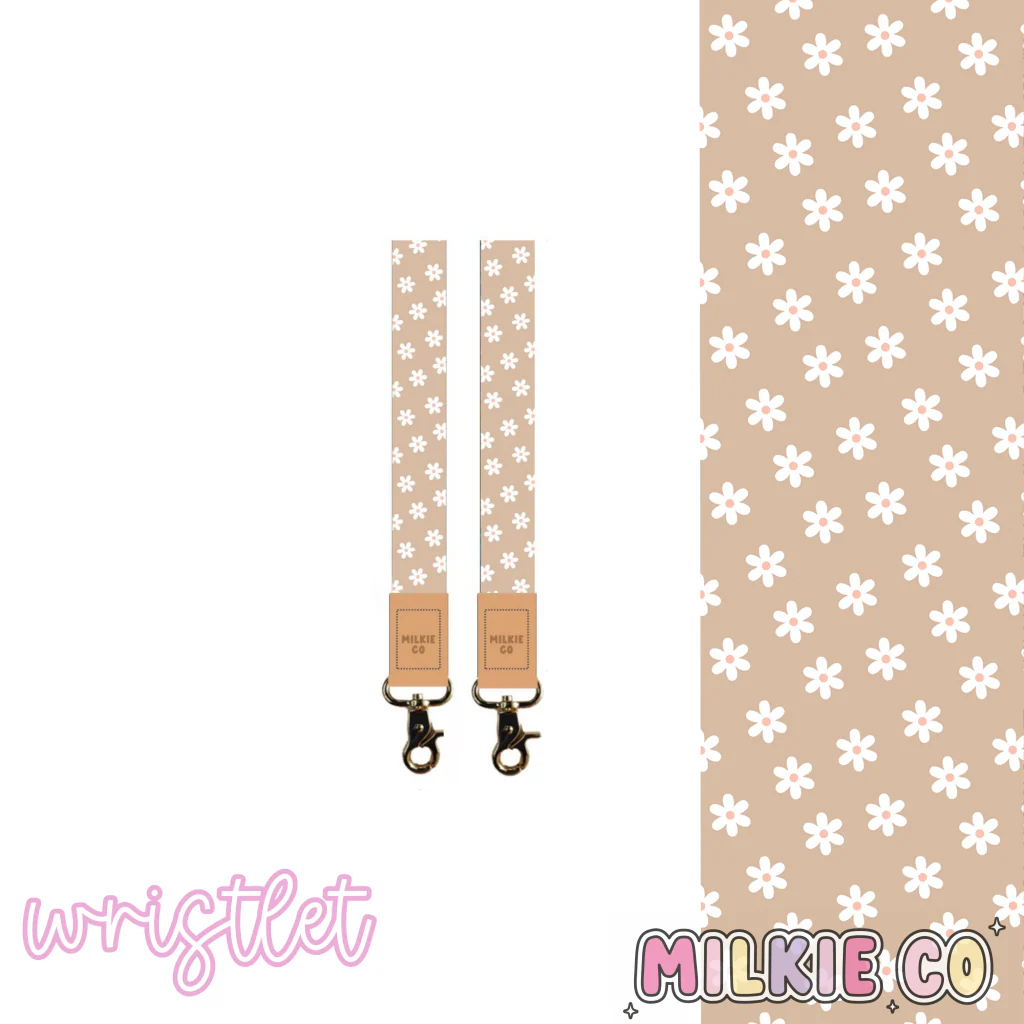 Beige Bloom Fabric Wristlet