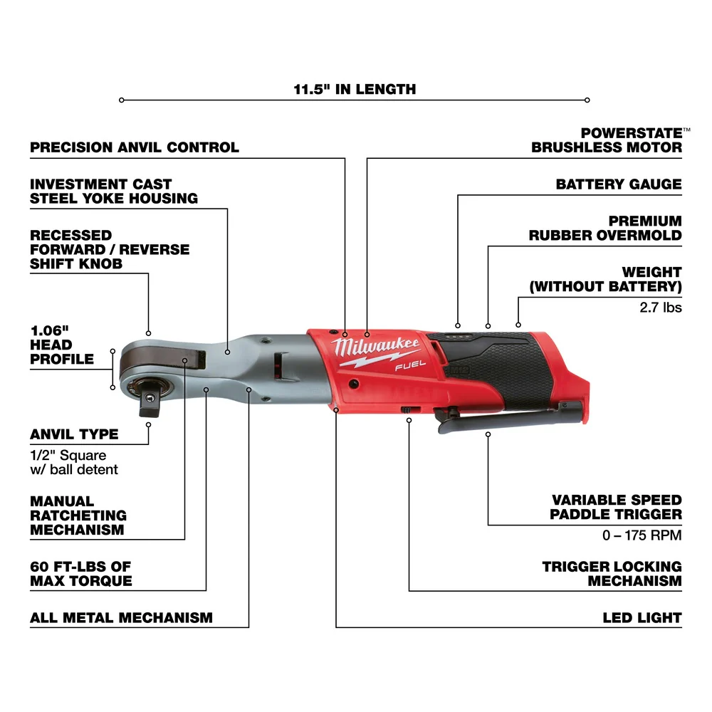 2025 Milwaukee 2558-20 M12 FUEL 1/2