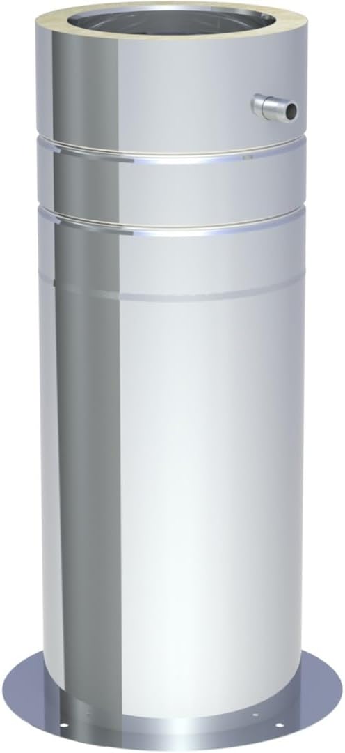 Jeremias DW-FU Teleskopstütze 450mm 250-690mm Edelstahl mit Kondensatablauf seitlich 1/2 Zoll Nippel Doppelwandige Abgasanlage CE-zertifiziert
