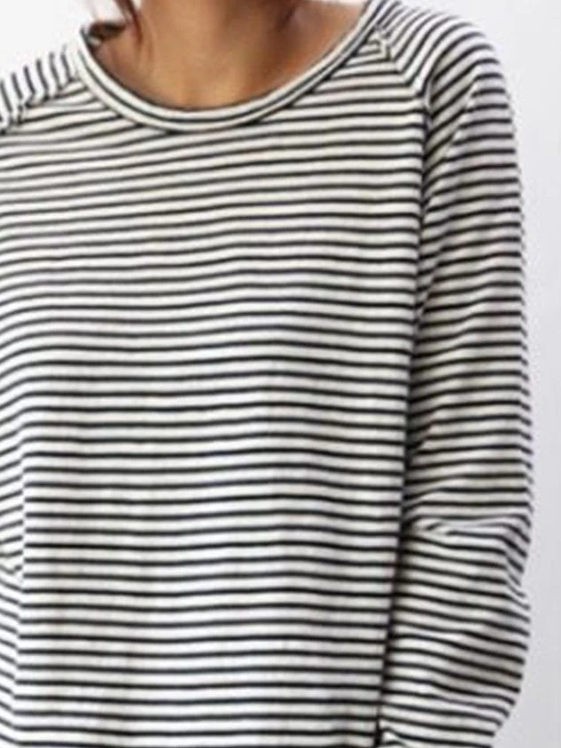 Gestreiftes Longsleeve Damen | Bequemes Langarmshirt mit Rundhals | Locker sitzendes Sweatshirt im maritimen Streifen-Look
