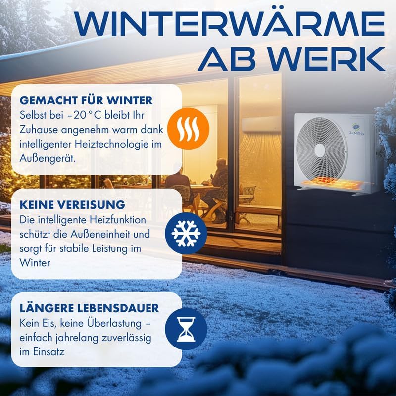 Multisplit Klimaanlage 2 Innengeräte Set (2 x 3,5kW) Klimagerät Air Conditioner mit Heizfunktion 18000 BTU 5,3kW A++ WiFi/App-Steuerung 4D AirFlow Heizen bis -20°C Vorgefüllt R32