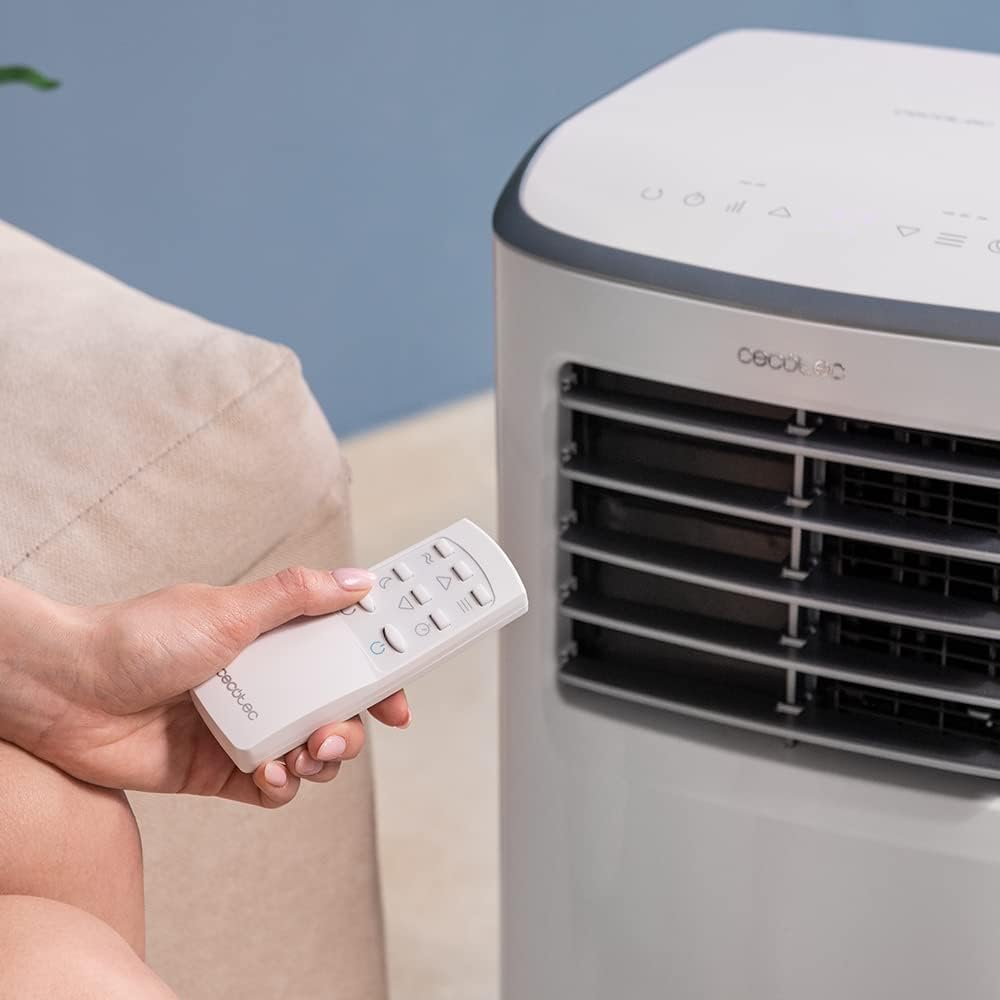 Cecotec Tragbare Klimaanlage mit Fernbedienung ForceClima 7100 Soundlos. 7000 BTU, Soundless Technology, LED -Bildschirm, 4 Modi, 2 Geschwindigkeiten, Abdeckung von bis zu 15 m2