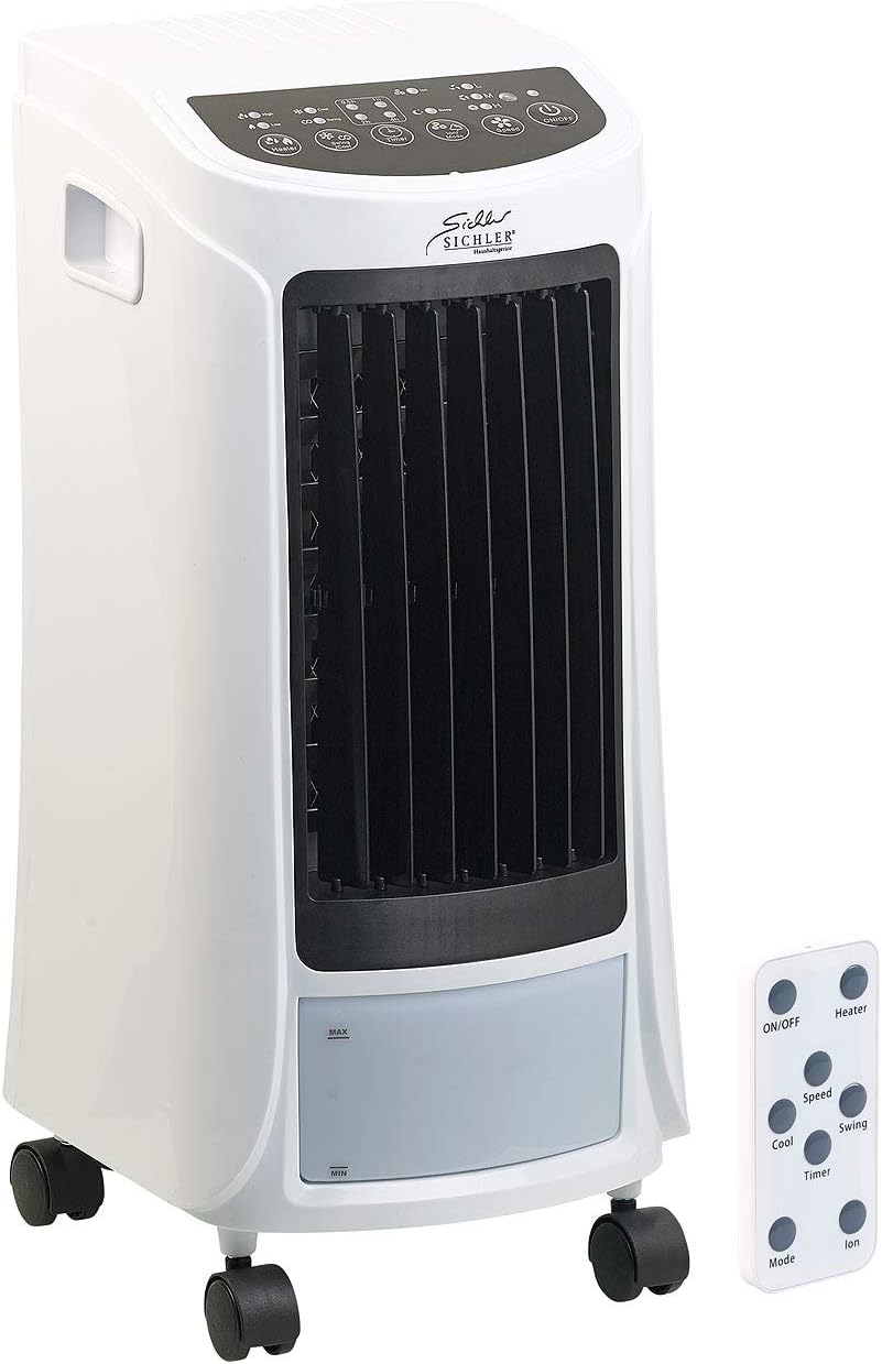 Sichler Haushaltsgeräte Kühl und Heizgerät: 4in1-Luftkühler, befeuchter, Ionisator, Heizgerät, 4l, 1800W, 240ml/h (Heiz und Kühlgerät, Klimagerät Kühlen, Klima)
