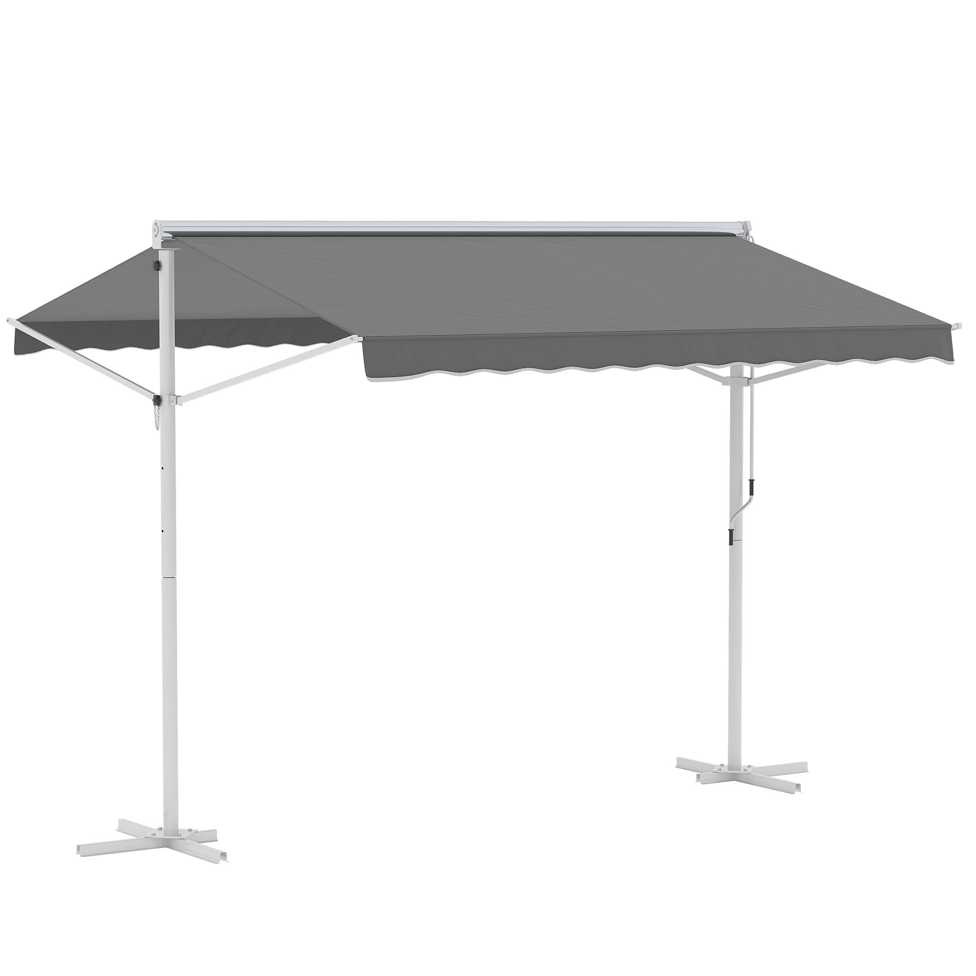 Staande luifel met knikarm tuinluifel luifel zwengel grijs 2,95 x 2,94 m