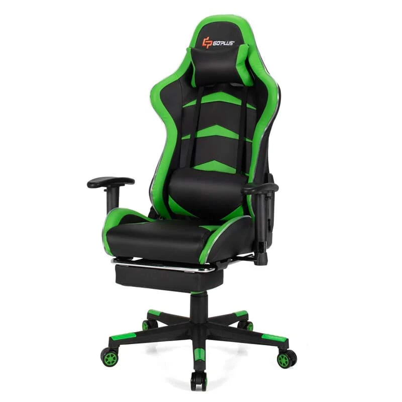 Led Massage Gaming Chair Height Adjustable Racing Computer Office Chair With Footrest Ergonomic High Back Pu Swivel Game Chair - Comfortable And Ergonomic Design
