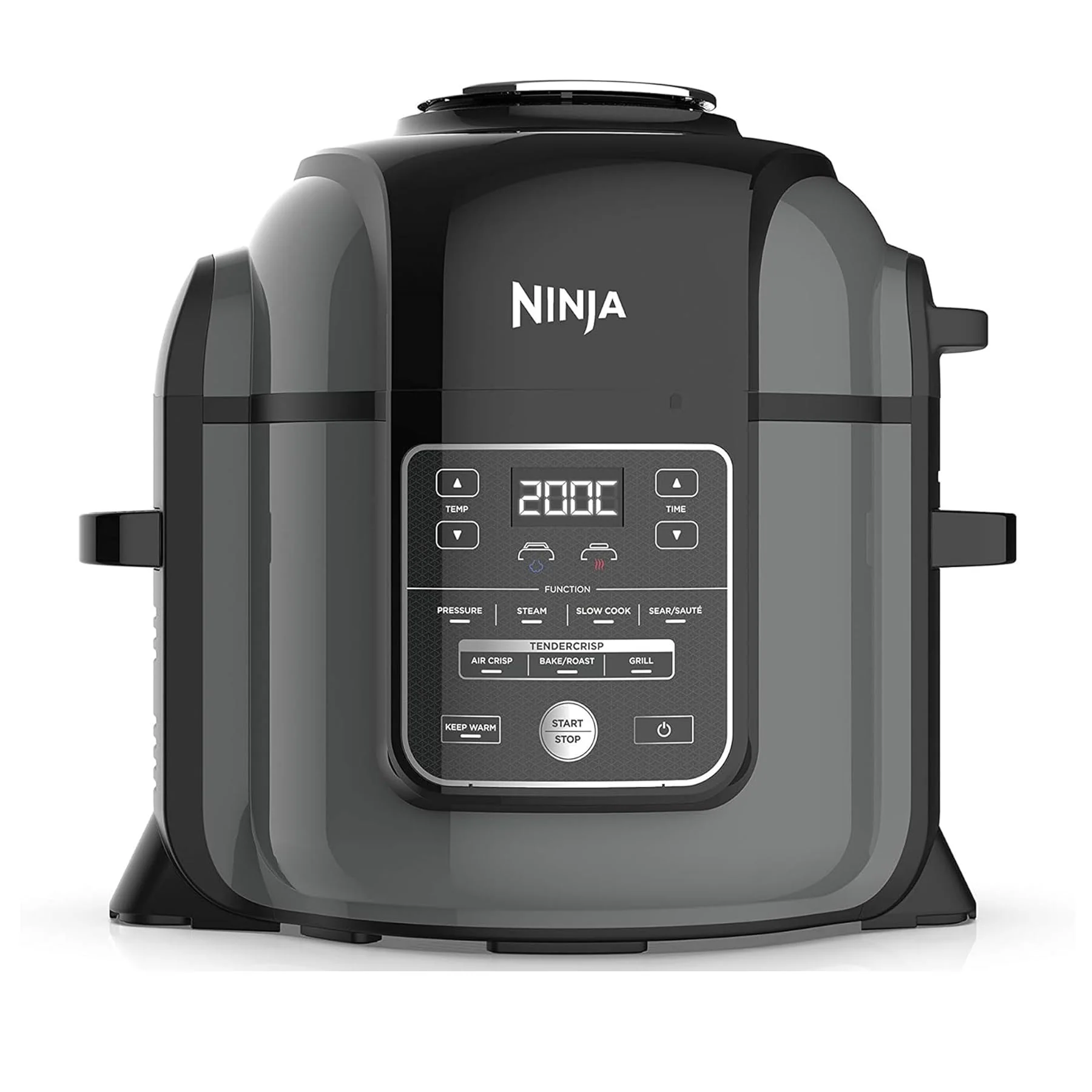 2025 Ninja Foodi Multikookpan OP350UK, 9-in-1, 6 L, elektrische snelkookpan en airfryer, geborsteld staal en zwart
