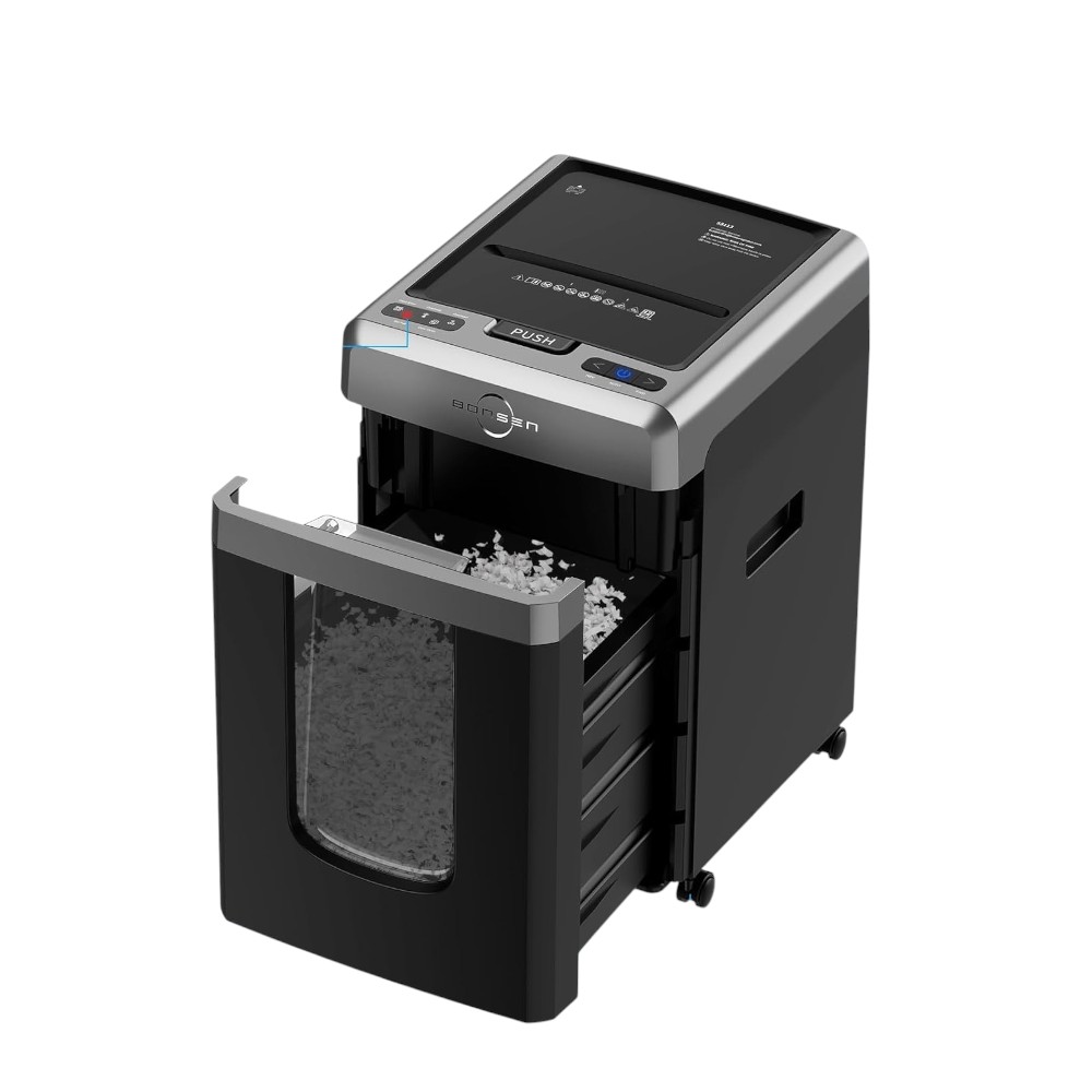 BONSEN 300-Sheet Auto Feed Paper Shredder, 60 Min, P-4, 8.1 Gal, Quiet