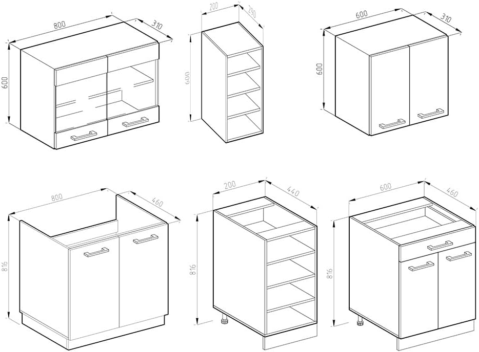 Vicco Singleküche R-Line, Weiß Hochglanz/Anthrazit, 160 cm ohne Arbeitsplatte